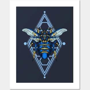 Blue Bee Ornament Posters and Art